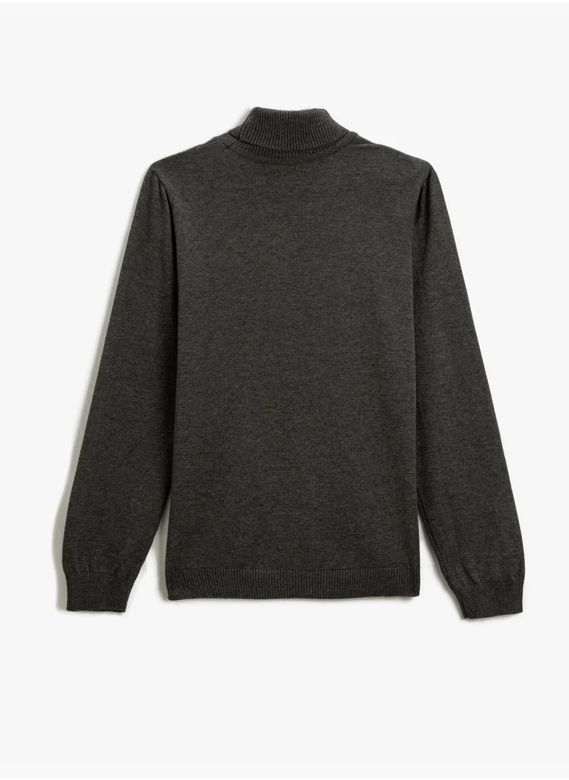 كوتون Animal Embroidered Sweater High Neck
