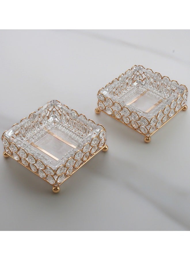 ZCM-HAPPY 2 PCS Crystal Glass Ashtray Set, Elegant Hotel Style, Durable Household Tray for Indoor and Outdoor Use  - Image 3