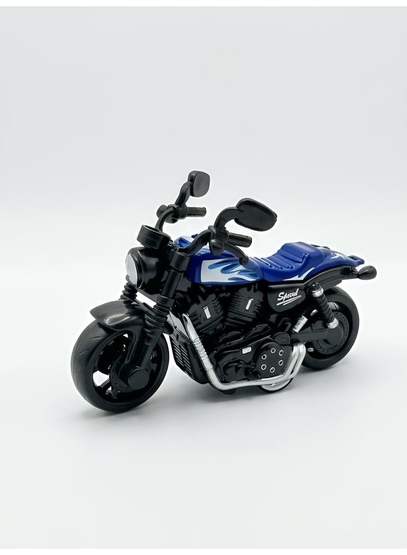 Mini Die-Cast Motorcycle Toy - Cool Blue Cruiser Bike Model for Kids & Collectors - Friction Powered Display Motorbike - Image 1