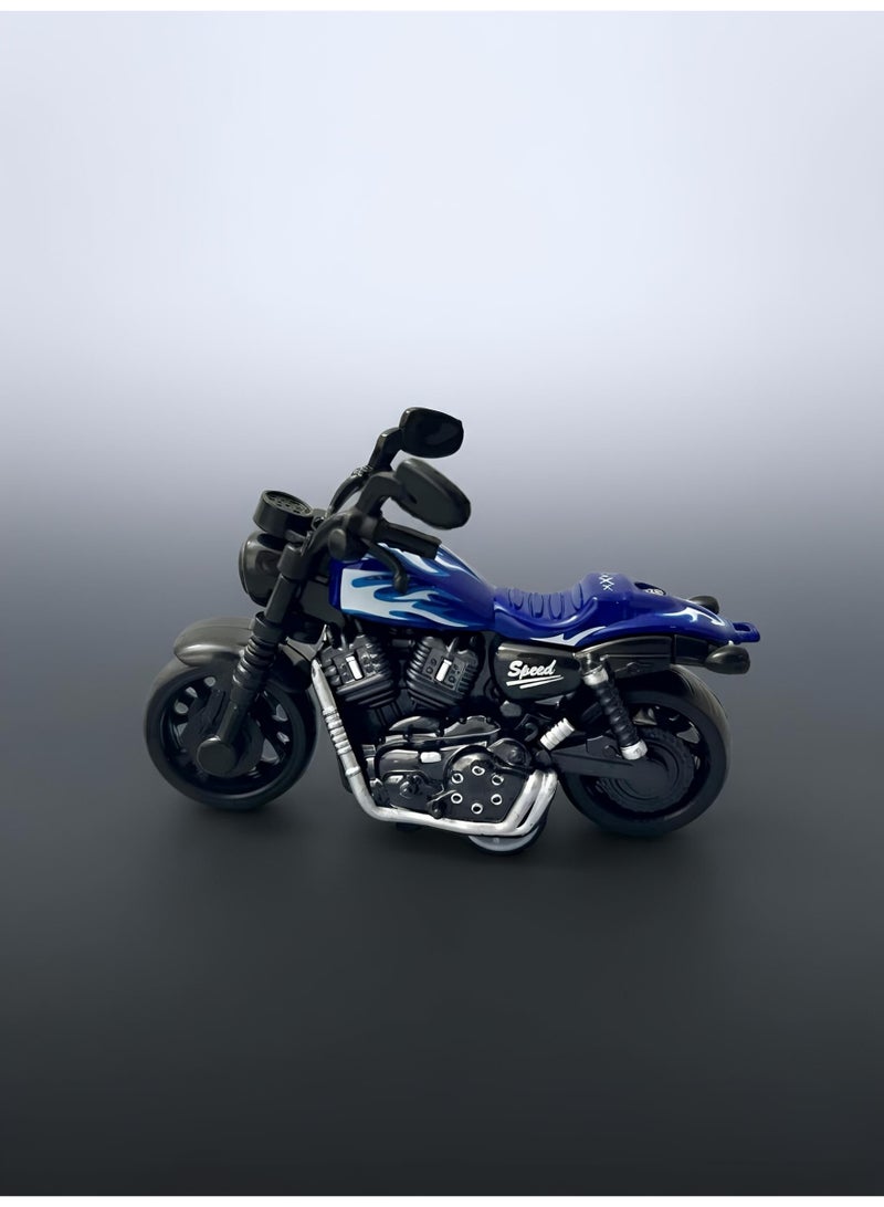 Mini Die-Cast Motorcycle Toy - Cool Blue Cruiser Bike Model for Kids & Collectors - Friction Powered Display Motorbike - Image 2