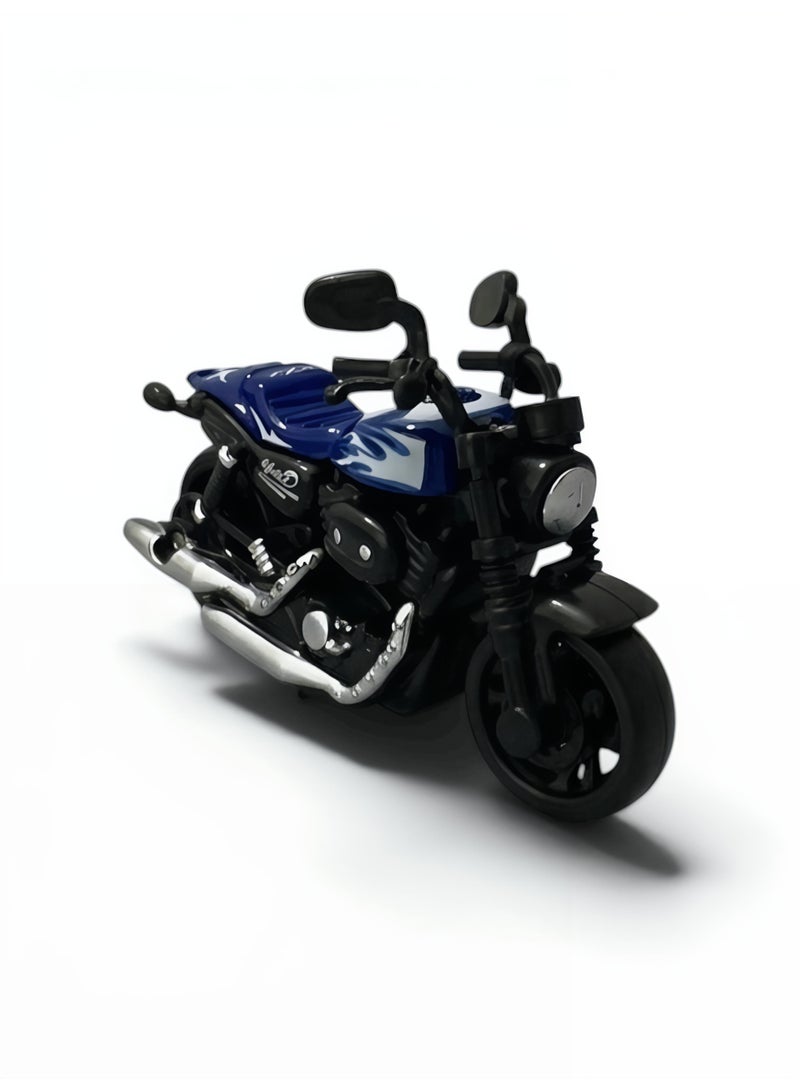 Mini Die-Cast Motorcycle Toy - Cool Blue Cruiser Bike Model for Kids & Collectors - Friction Powered Display Motorbike - Image 5