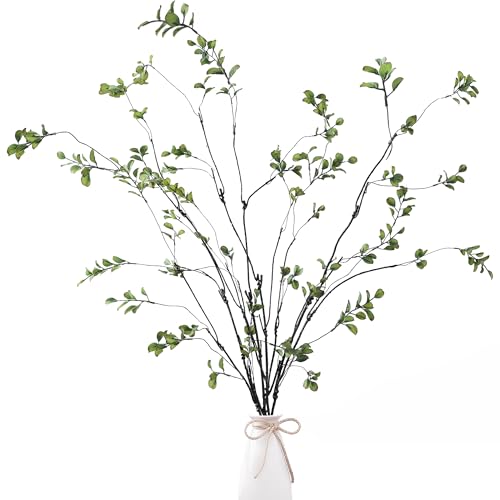 Sggvecsy 472 4Pcs Artificial Ficus Branches Artificial Greenery Stems Faux Ficus Twig Plants Fake Leaf Spray Green Eucalyptus Branches for Vase Filler Office Home Wedding Decoration - Image 1