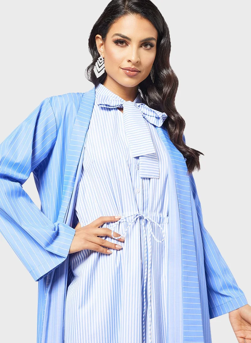 7EVENTY3 Striped Jumpsuit And Jacket Set