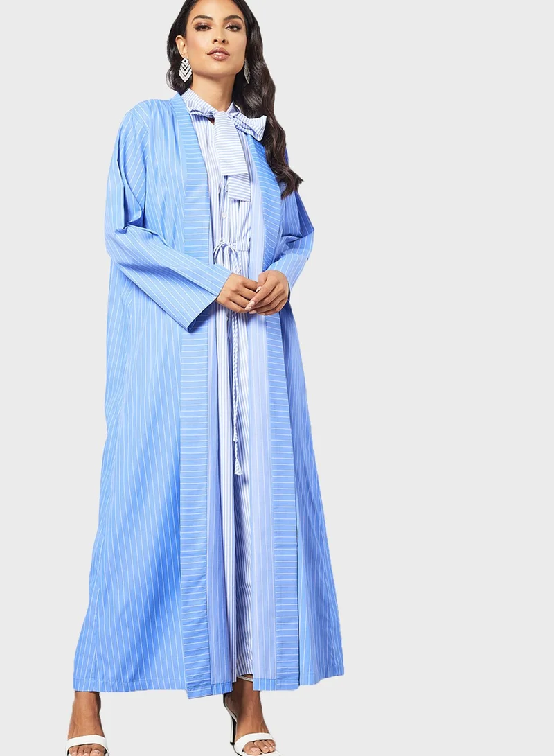 7EVENTY3 Striped Jumpsuit And Jacket Set