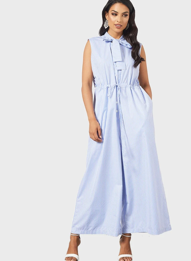 7EVENTY3 Striped Jumpsuit And Jacket Set