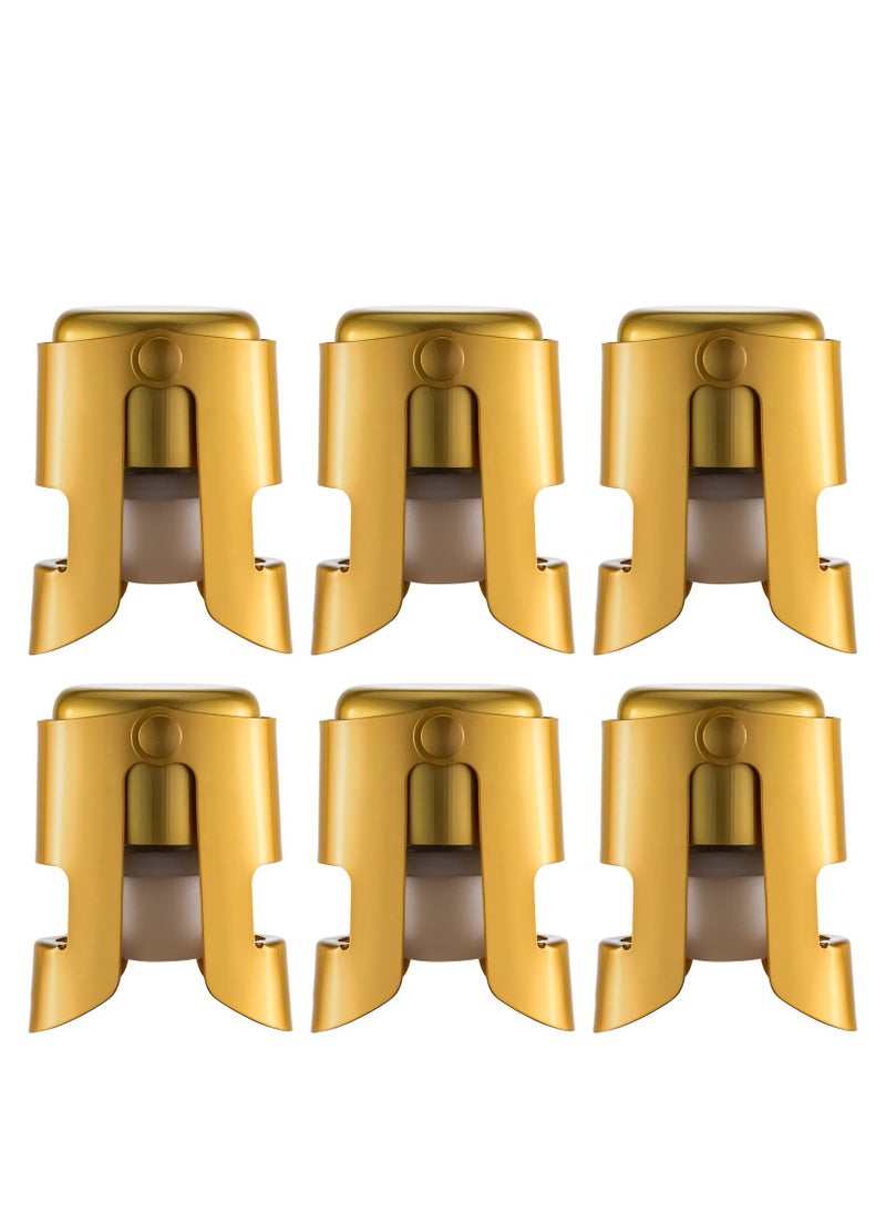 Excefore Champagne Stoppers Stainless Steel Gold Sealer Stopper 6 Pack  - Image 1