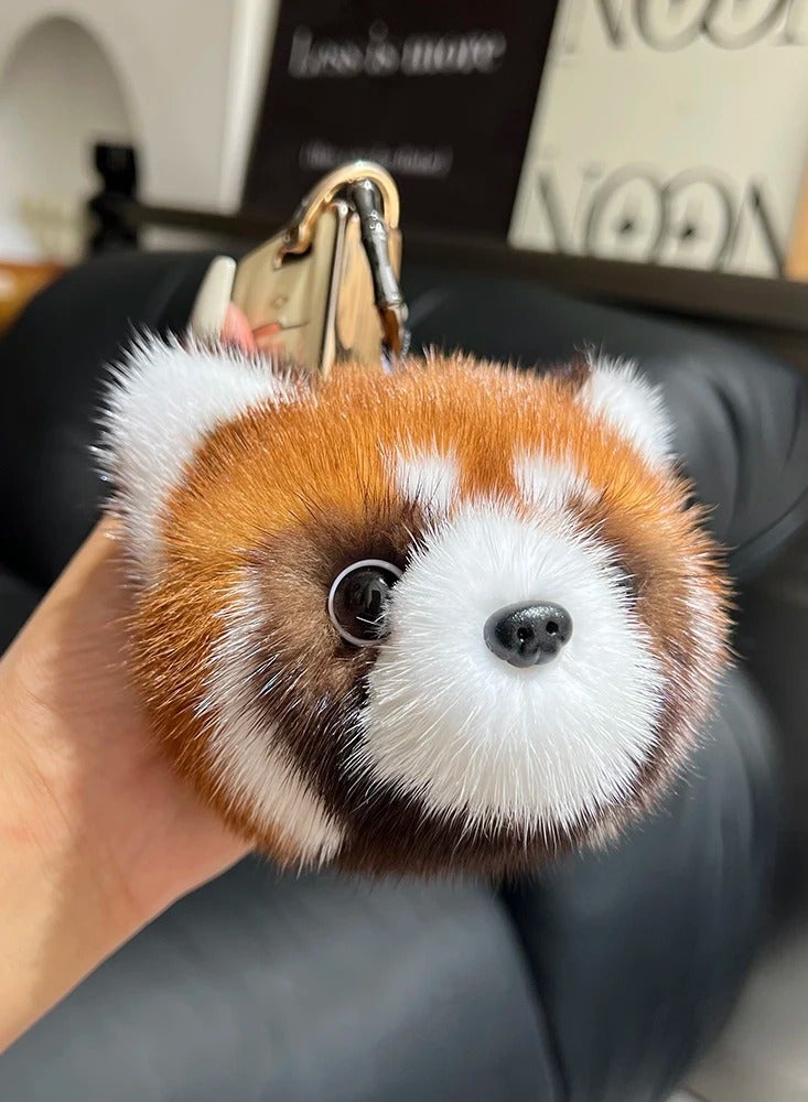 Aramu Fur material:100% real natural mink fur Cute Raccoon Doll Keychain Pendant Toys Keyring Handbag Charm Ornament Pompom Plush Jewelry Gifts - Image 3