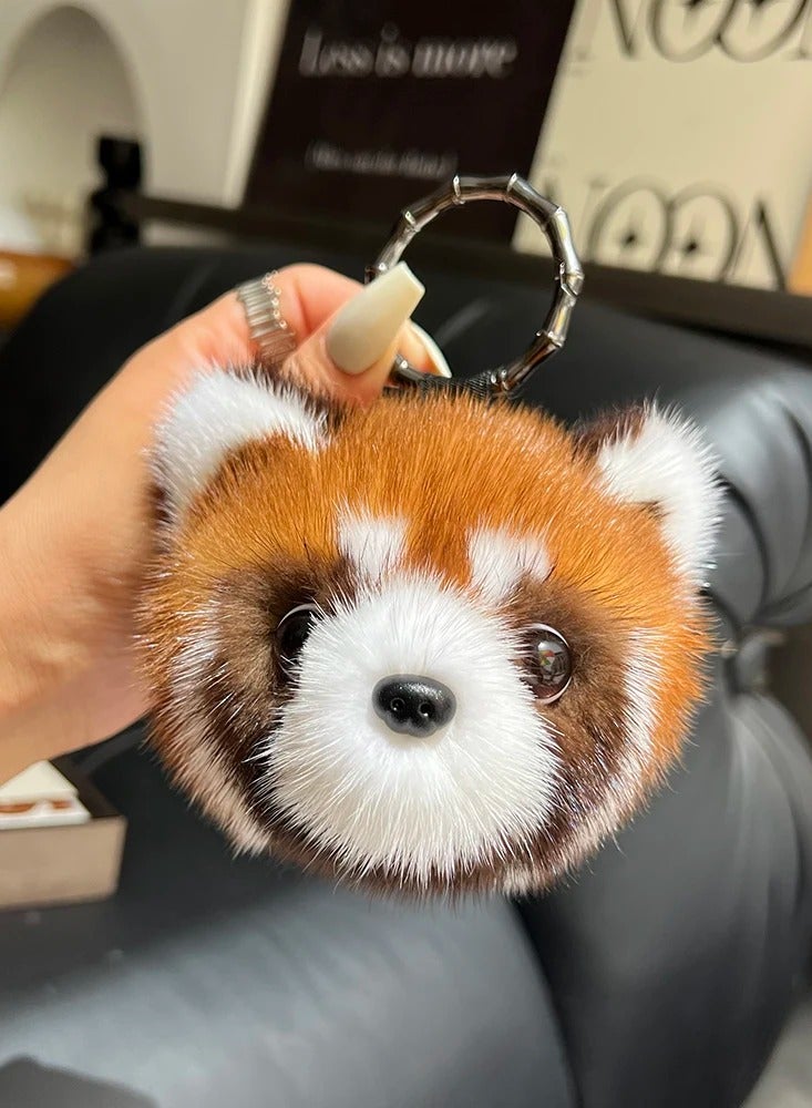 Aramu Fur material:100% real natural mink fur Cute Raccoon Doll Keychain Pendant Toys Keyring Handbag Charm Ornament Pompom Plush Jewelry Gifts - Image 4