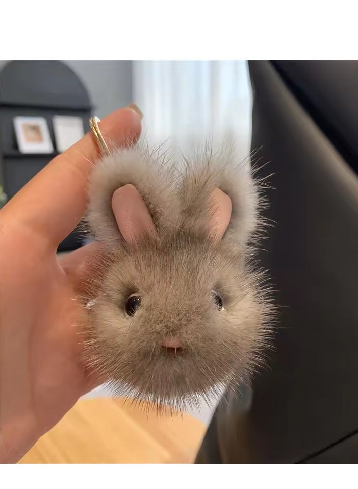 Aramu Fur material:100% real natural mink fur Cute Raccoon Doll Keychain Pendant Toys Keyring Handbag Charm Ornament Pompom Plush Jewelry Gifts - Image 1