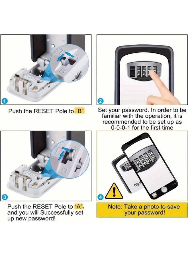 Heavy Duty Wall Safe with Combination Lock Reinforced Metal Polycarbonate Case Black - Image 3