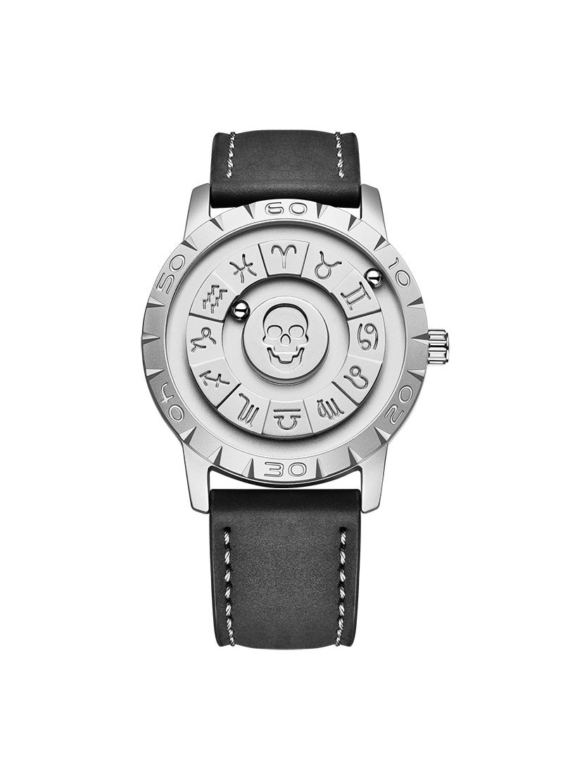 Generic FOXBOX Mens Fashion Skull Quartz Watch Belt Silver 