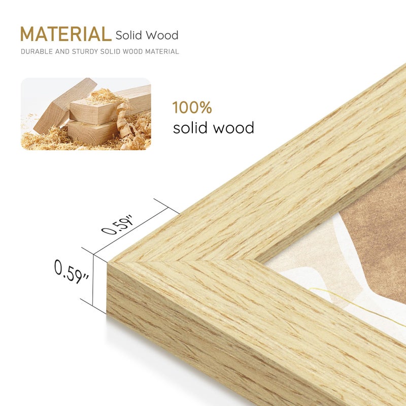 Fisnish 11x17 Picture Frame, Natural Solid Wooden Picture Frames, Display 11x17 Photos without Mat, Horizontal or Vertical Wall Mounting, Oak Wood Grain, 1 Pack - Image 5
