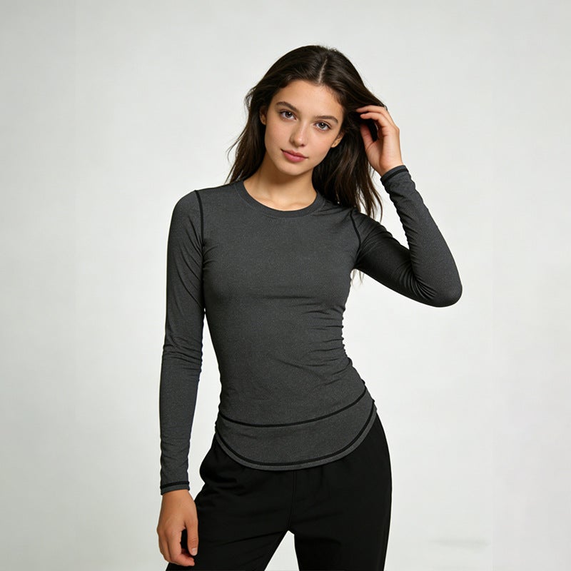 Women's Quick-Dry Compression Long Sleeve T-Shirt - Dark Grey - Image 5