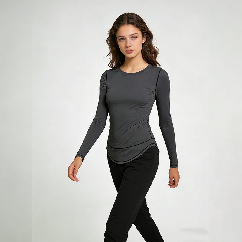Women's Quick-Dry Compression Long Sleeve T-Shirt - Dark Grey - Image 4