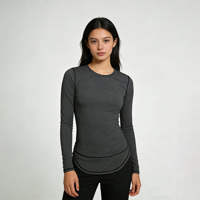 Women's Quick-Dry Compression Long Sleeve T-Shirt - Dark Grey - Image 2