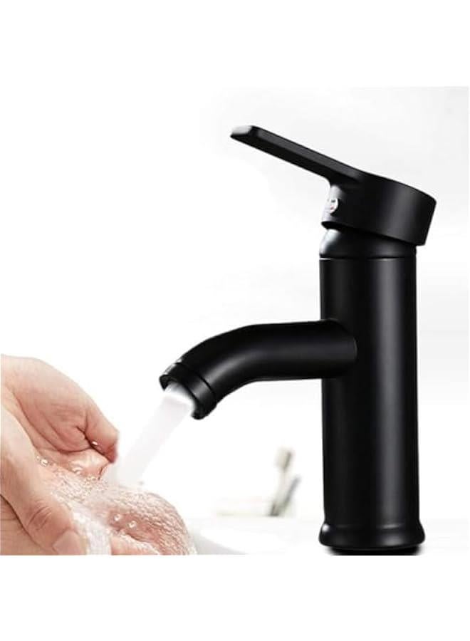 HOOKOR Bathroom Faucets, Single Handle Tall One Hole Faucet with Pop Up Sink Drain Assembly and Water Faucet Supply Lines,Black ﻿ - Image 2