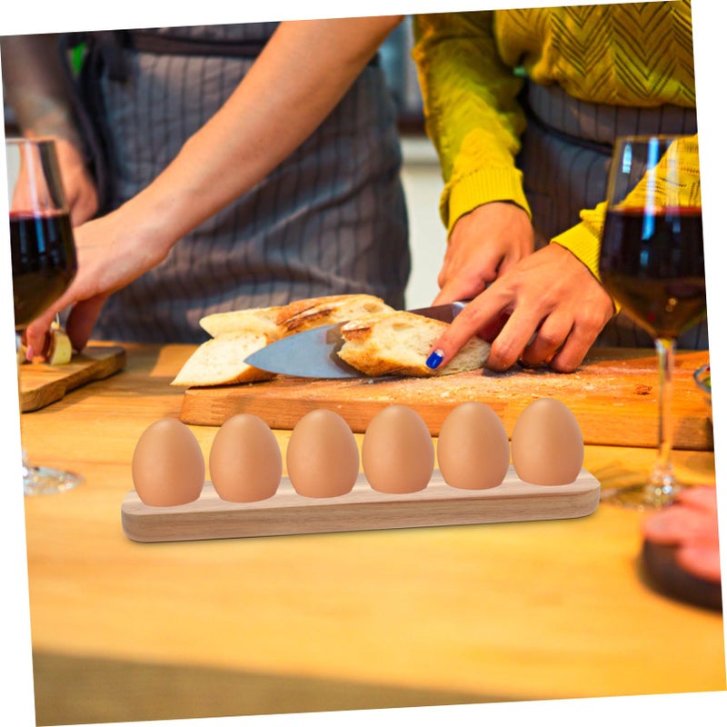Wooden Egg Holder With 6 Compartments Sturdy Kitchen Storage Tray For Home And Decor - Image 5