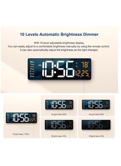 TIGER Digital Wall Clock Large Display, 16.2 Inch | LED Digital Clock with Remote Control | Automatic Brightness Dimmer | Date, Week & Temperature Display | Modern Living Room Decor | Orange  - Image 5