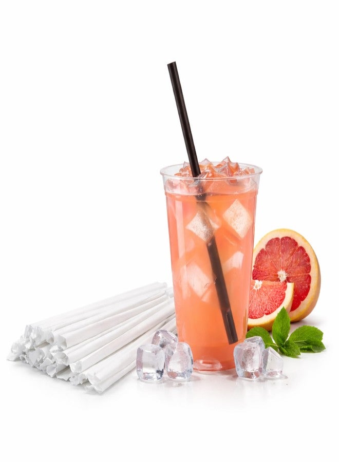 ECOZ Biodegradable Compostable Drinking Straws (10mm, 100 Count) Individually Wrapped Hygienic Cold Drink & Juice Straws, Food Grade Straight Eco-Friendly Straws for Home, Cafes & Restaurants (Black) - Image 1