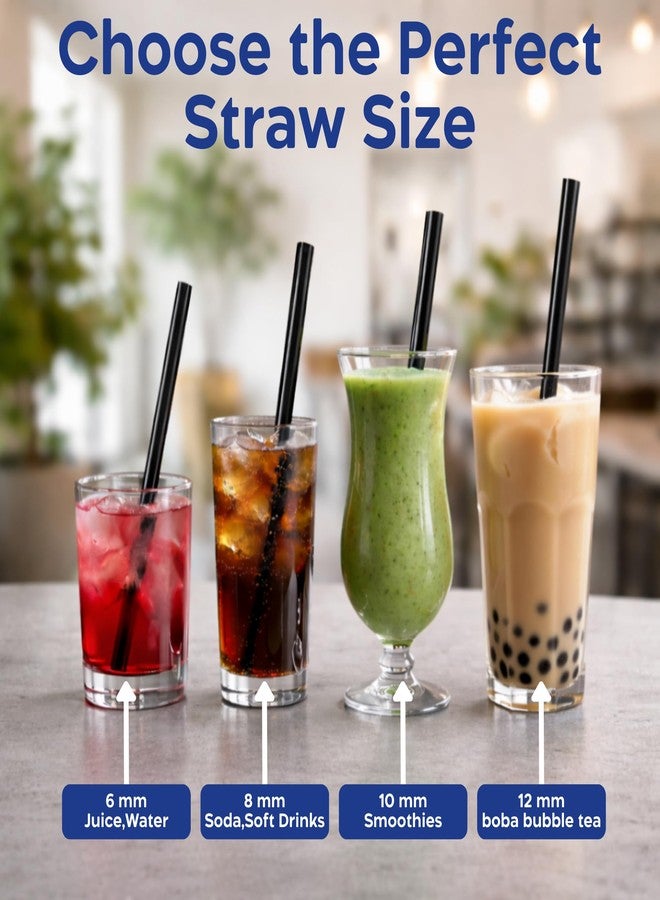 ECOZ Biodegradable Compostable Drinking Straws (10mm, 100 Count) Individually Wrapped Hygienic Cold Drink & Juice Straws, Food Grade Straight Eco-Friendly Straws for Home, Cafes & Restaurants (Black) - Image 2