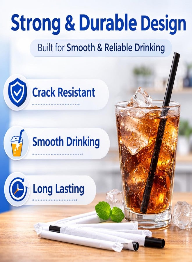 ECOZ Biodegradable Compostable Drinking Straws (10mm, 100 Count) Individually Wrapped Hygienic Cold Drink & Juice Straws, Food Grade Straight Eco-Friendly Straws for Home, Cafes & Restaurants (Black) - Image 3