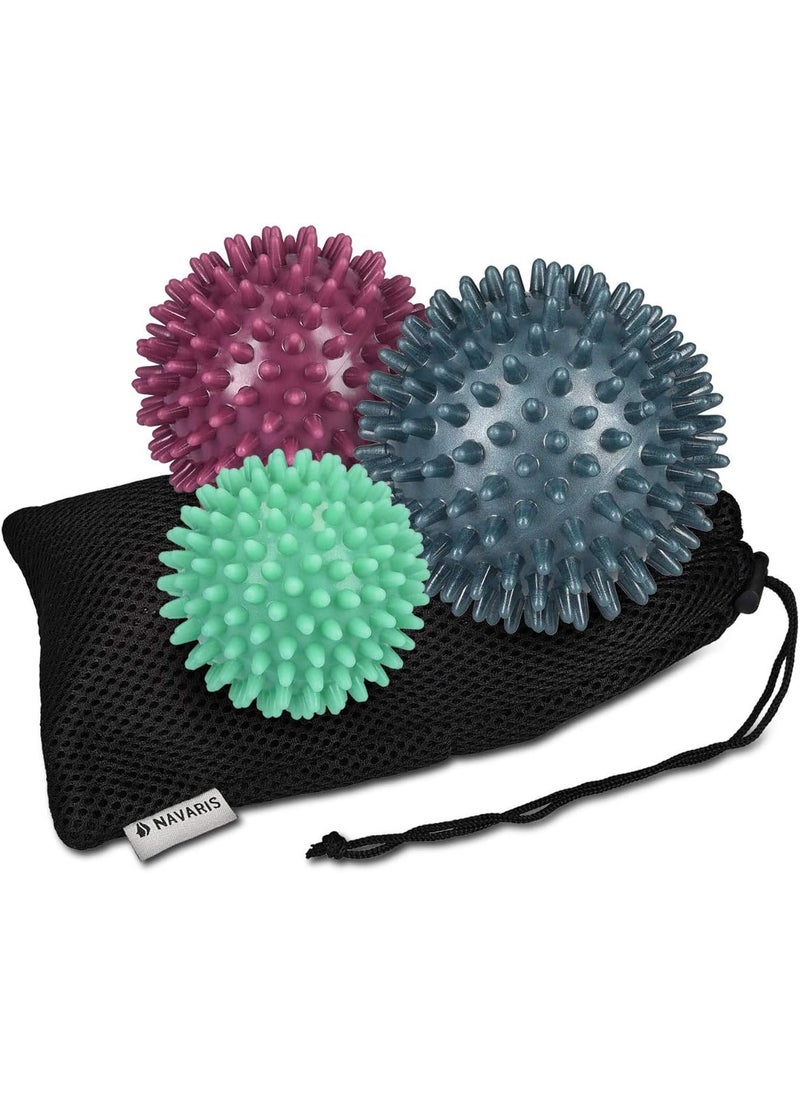 Navaris Navaris Spiky Massage Balls  Set of 3  Hedgehog Balls for Self Massage  2X MediumHard  1x Harder Ball  Bumpy Massager Balls  3 Sizes  - Image 1