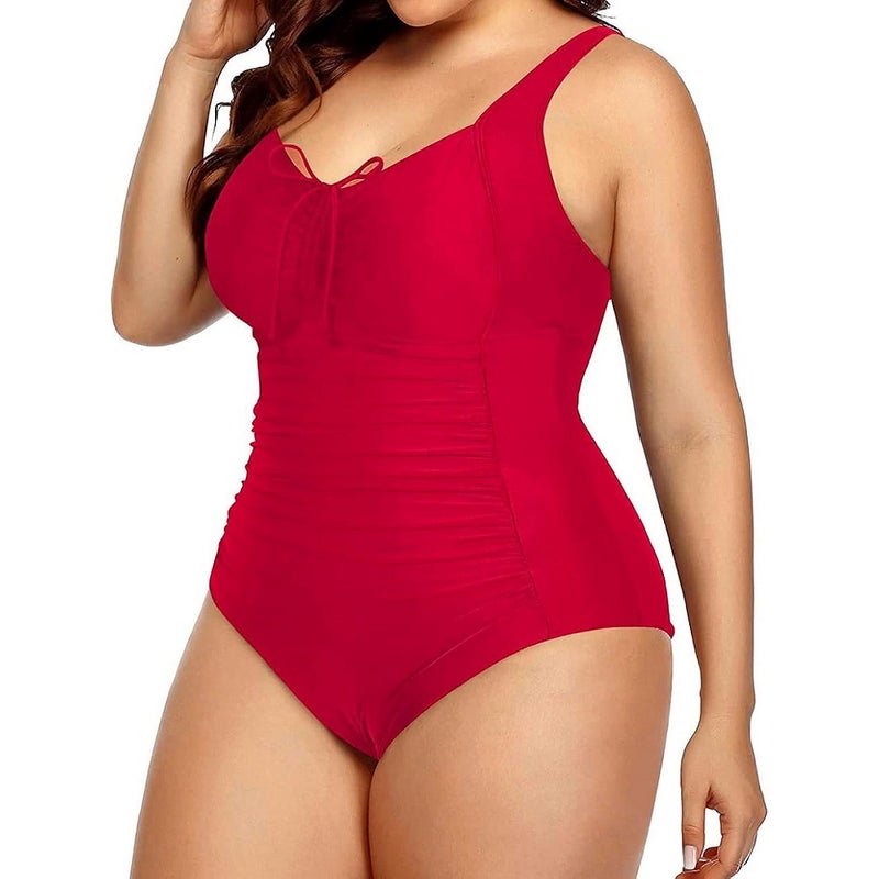 2025 Plus Size Swimsuit Women Solid Color Backless Belly Slim S-5Xl Swimsuit Women - Image 1