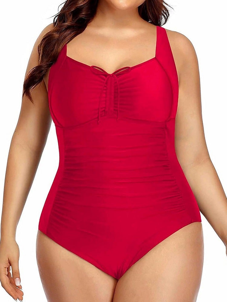 2025 Plus Size Swimsuit Women Solid Color Backless Belly Slim S-5Xl Swimsuit Women - Image 4