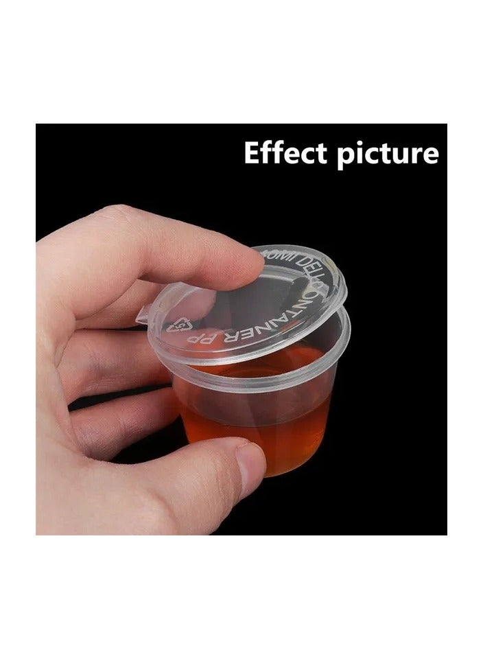 100-Pieces/Set Disposable Soy Sauce Cup with Connected Buckle Cover,50ML Portable Storage Box with Lid - Image 4