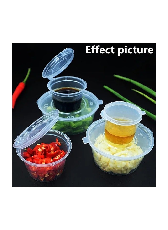 100-Pieces/Set Disposable Soy Sauce Cup with Connected Buckle Cover,50ML Portable Storage Box with Lid - Image 2