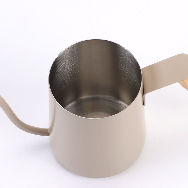 Household Stainless Steel Coffee Hand Pot Western-Style Thin Mouth Long-Spout Wooden Handle With Lid Milk Teapot Hanging Ear Dripping Teapot - Image 5