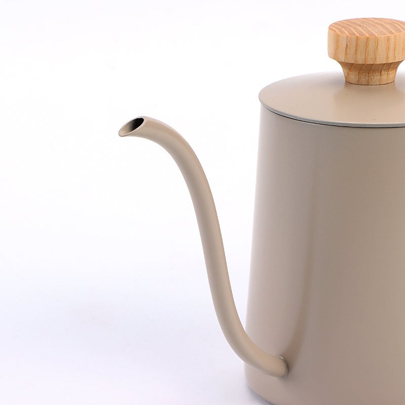 Household Stainless Steel Coffee Hand Pot Western-Style Thin Mouth Long-Spout Wooden Handle With Lid Milk Teapot Hanging Ear Dripping Teapot - Image 4