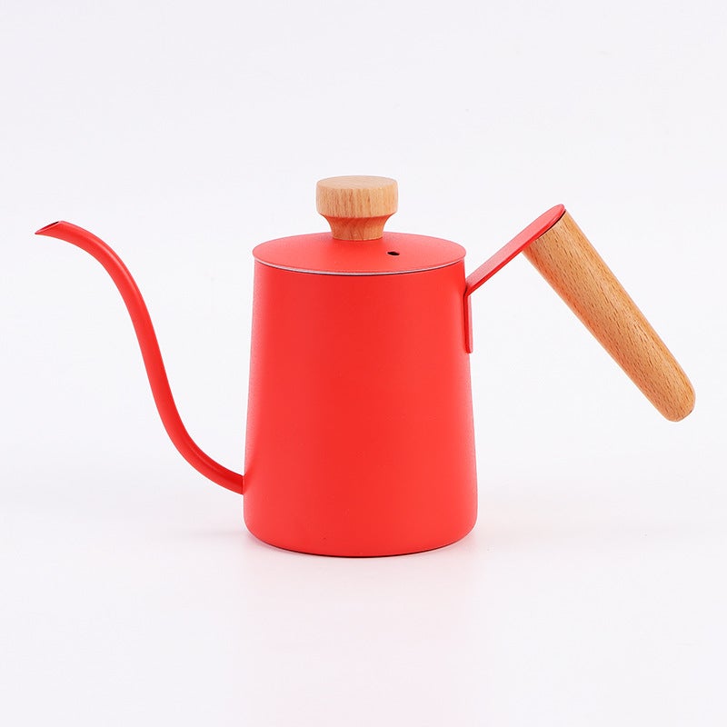Household Stainless Steel Coffee Hand Pot Western-Style Thin Mouth Long-Spout Wooden Handle With Lid Milk Teapot Hanging Ear Dripping Teapot - Image 1