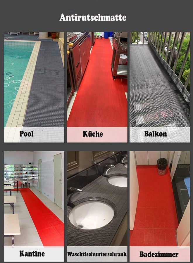 ATOOTFUSION Anti Skid & Multipurpose Rubber Mat, Floor Mats PVC Kitchen Anti-Fatigue Mat with Drain Holes Non-Slip Drainage Mat for Swimming Pool Shower Room Bathroom Indoor Outdoor Wet Area (2x8feet, Grey) - Image 3