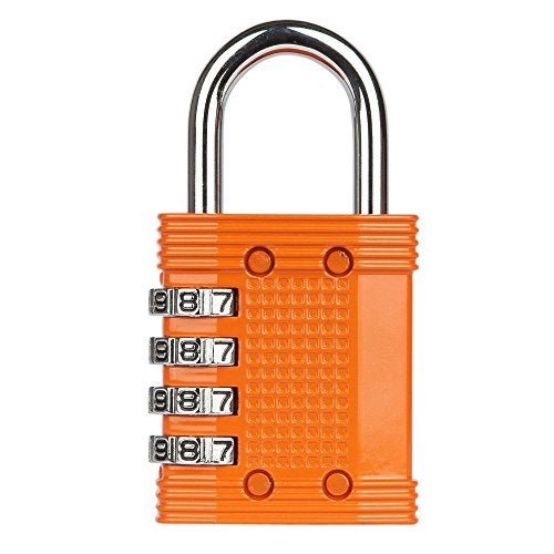 FortLocks Padlock - 4 Digit Combination Lock for Gym Outdoor & School Locker, Fence, Case & Shed – Heavy Duty Resettable Set Your Own Combo – Waterproof & Weatherproof (2 Pack - Orange) - Image 4