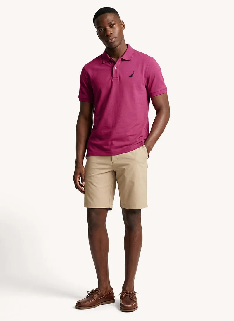 Nautica Men Regular Fit Solid Polo Shirt for Refined Casual Style - Sangria