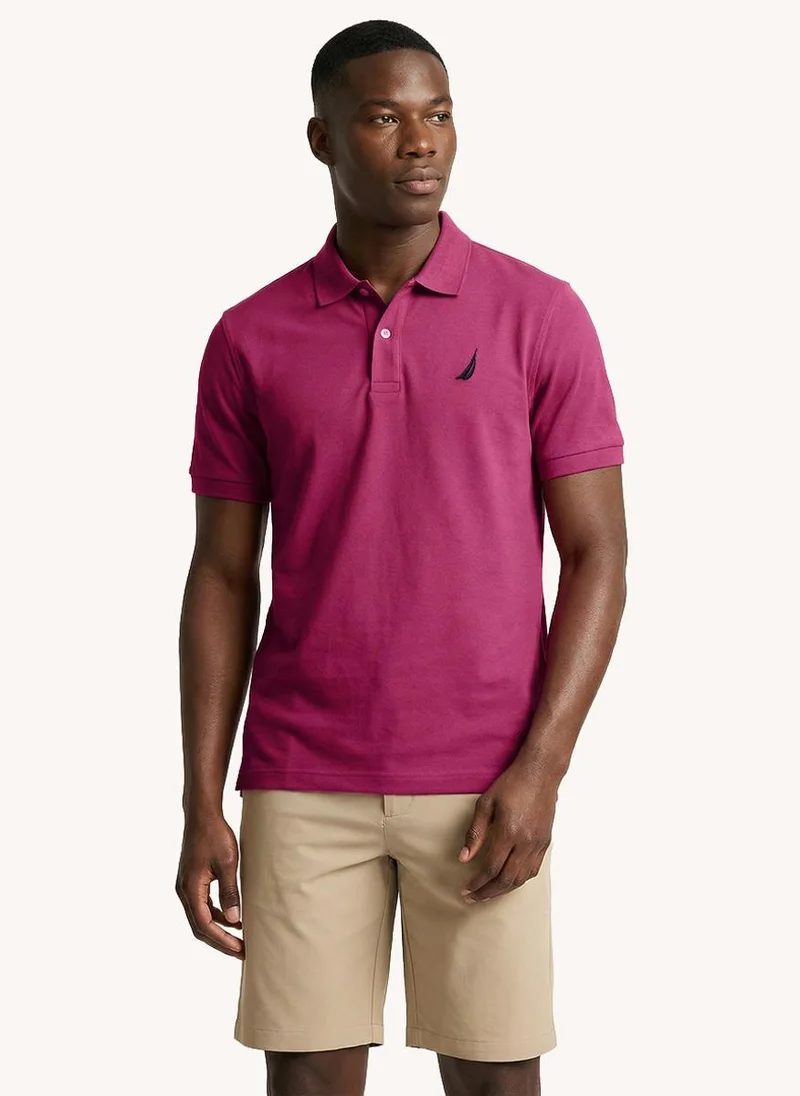 Nautica Men Regular Fit Solid Polo Shirt for Refined Casual Style - Sangria