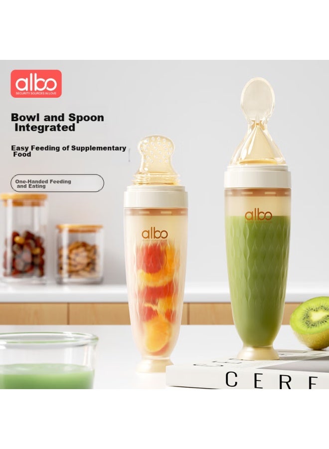 Albo Rice Paste Spoon, Milk Bottle Silicone Spoon, Newborn Baby Squeeze Feeding Spoon, Baby Rice Powder Supplementary Food Tool, Feeding Device - Image 1