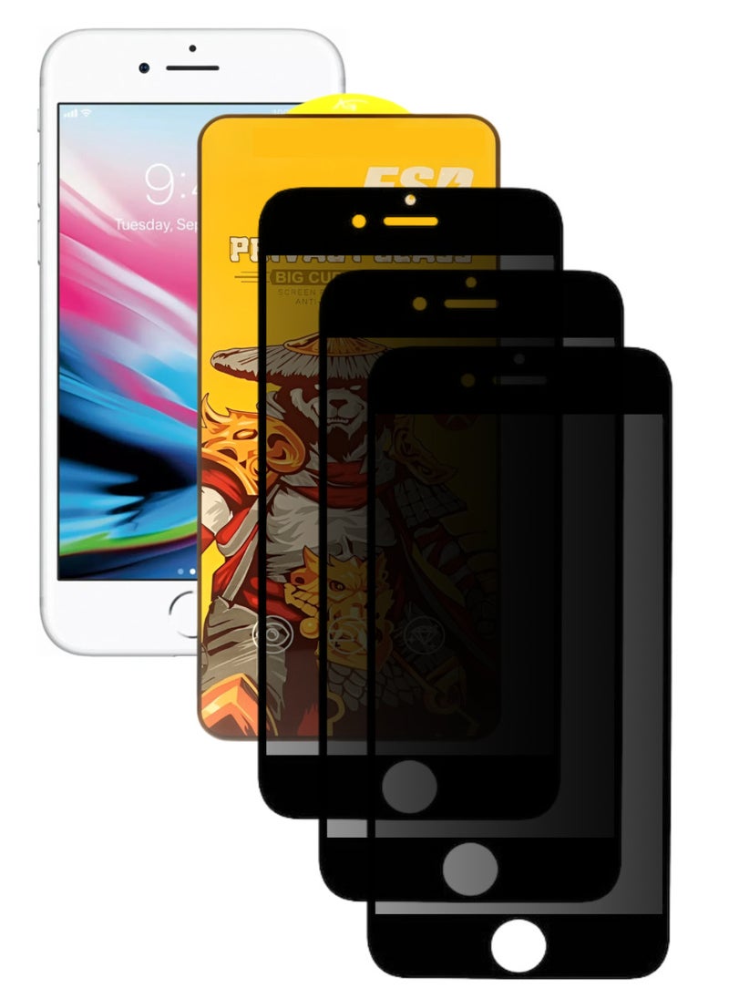 ESD 3 Pieces Tempered Dustproof Privacy Glass Screen Protector Compatible For iPhone 8 - Image 1