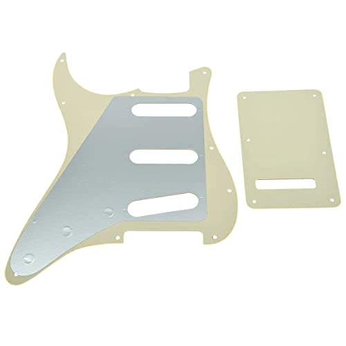 KAISH 11 Hole ST/Strat Style Pickguard SSS Pick Guard with ST Back Plate Tremolo Trem Cover for Stratocaster/Strat Made in USA/Mexico Aged White 3 Ply - Image 2