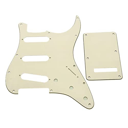KAISH 11 Hole ST/Strat Style Pickguard SSS Pick Guard with ST Back Plate Tremolo Trem Cover for Stratocaster/Strat Made in USA/Mexico Aged White 3 Ply - Image 5