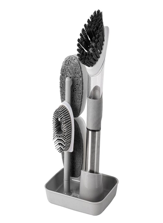 Soap Dispensing Brush Kitchen Brush with Stand 3 Brush Dish Brush with Soap Dispenser for Pot Pan Dishes Sink Bathroom Cleaning - Image 1