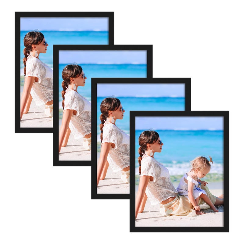 CRUGLA 8x10 Magnetic Picture Frames for Refrigerator, 4 Packs 8 By 10 Picture Frame with Self-Adhesive Backing Set for Glass Window Door Cubicle Tile Wall, Black - Image 1