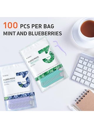 Pack of 2 - Dental Floss Dental Floss Toothpick, Teeth Stick, Tooth Picks, Floss Picks, Teeth Cleaning (Blueberry  Flavor) - view 3