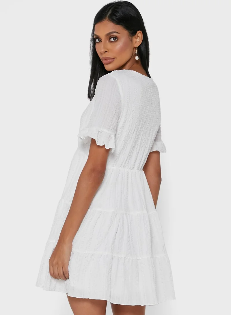 QUIZ Pleated V-Neck Dress