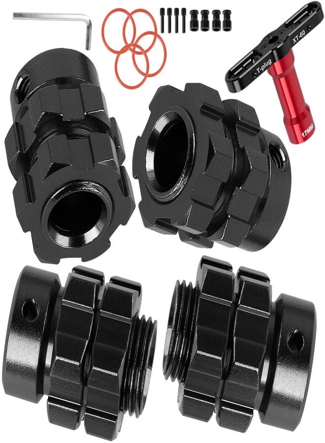 مجموعة ترقيات محرك محور العجلة BRCatWPark RC مقاس 17 مم سداسي، ممتدة 6 مم، لسيارات E-Maxx/T-Maxx/E-Revo/Revo/Summit بمقياس 1/10، تتضمن 4 قطع من محولات محور العجلة السداسية المصنوعة من الألومنيوم مع صواميل ومفتاح ربط، بديل للجزء رقم 6469 5854، لون أسود - Image 1
