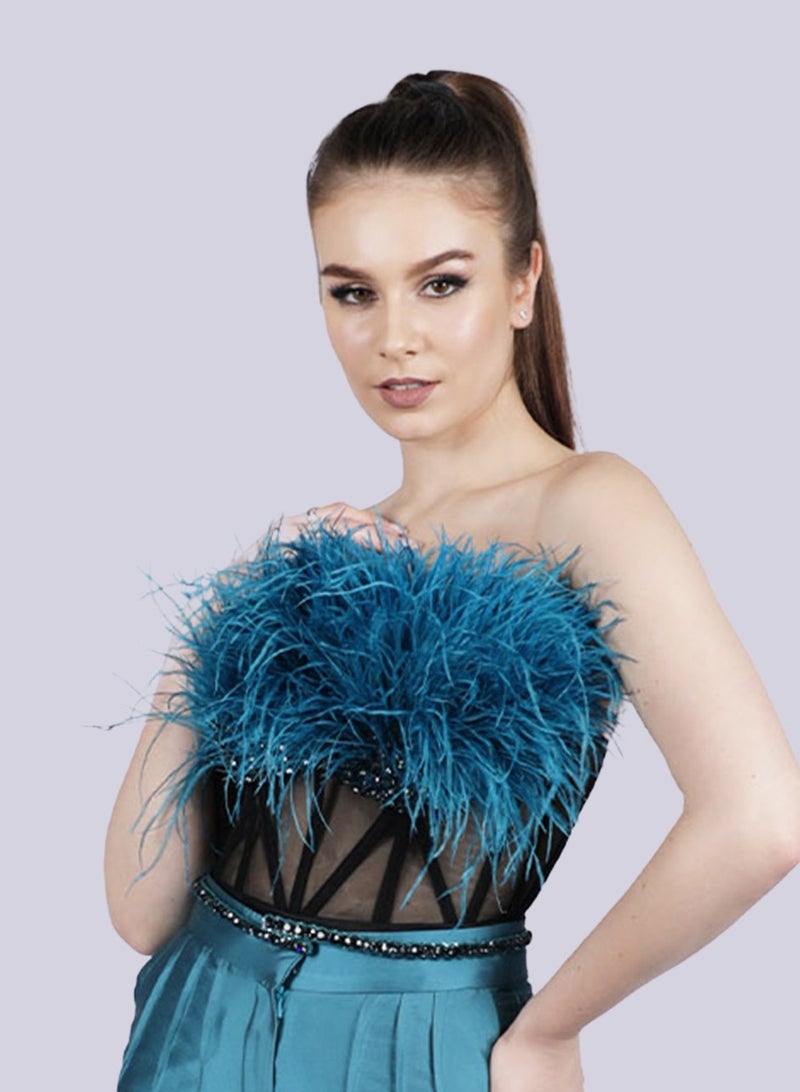NIVA FASHION HOUSE Grandeur - Corset Feather Top  - Image 5