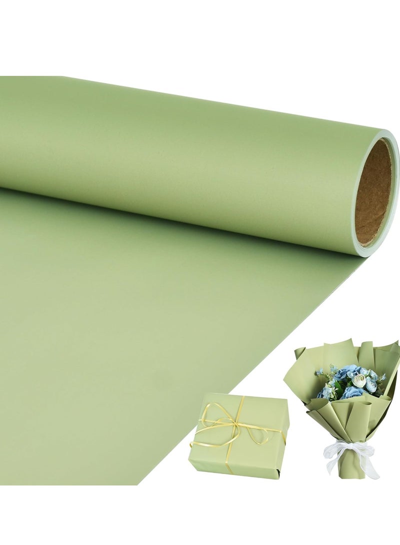 Kraft Gift Wrapping Paper Roll Green 78.7cm x 5m - Image 1