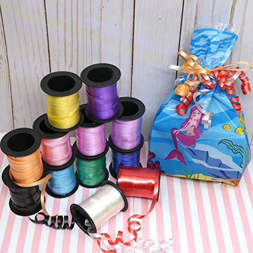 GIFTEXPRESS 12 Rolls Crimped Curling Ribbon Balloon Strings, Assorted Vivid Colors, 3/16" x 60 Ft per Rolls for Balloon Ties, Arts & Crafts, Gift Wrapping, Florists, Party Decoration - Image 5
