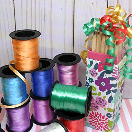 GIFTEXPRESS 12 Rolls Crimped Curling Ribbon Balloon Strings, Assorted Vivid Colors, 3/16" x 60 Ft per Rolls for Balloon Ties, Arts & Crafts, Gift Wrapping, Florists, Party Decoration - Image 4